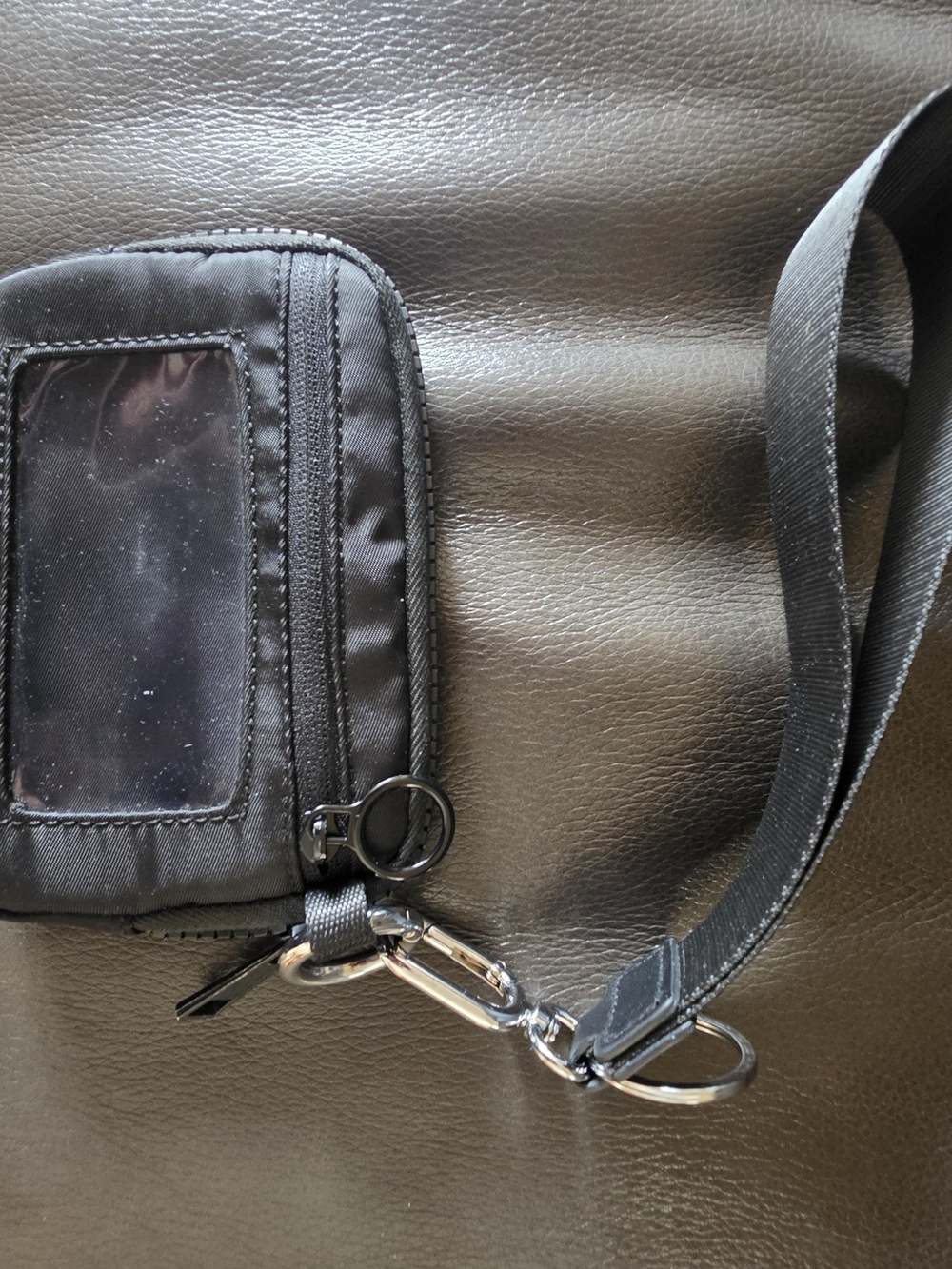 Men's Black Crossbody ID Pouch with Detachable Strap